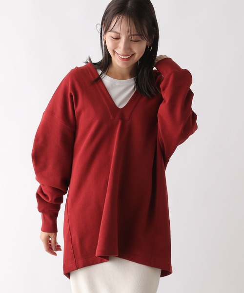 LEPSIM（レプシィム）の「スキッパーフードチュニック　130169（チュニック・レディース・レッド/アイボリー/チャコールグレー・FREE）」の13枚目の写真