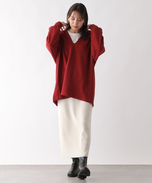 LEPSIM（レプシィム）の「スキッパーフードチュニック　130169（チュニック・レディース・レッド/アイボリー/チャコールグレー・FREE）」の14枚目の写真