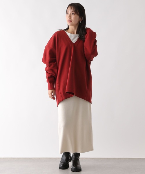 LEPSIM（レプシィム）の「スキッパーフードチュニック　130169（チュニック・レディース・レッド/アイボリー/チャコールグレー・FREE）」の15枚目の写真