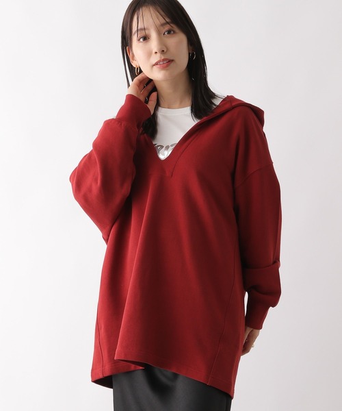 LEPSIM（レプシィム）の「スキッパーフードチュニック　130169（チュニック・レディース・レッド/アイボリー/チャコールグレー・FREE）」の16枚目の写真