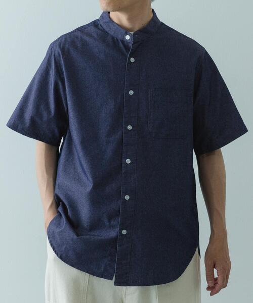 ITEMS URBANRESEARCH（アイテムズ アーバンリサーチ）の「TCインディゴ バンドカラー半袖シャツ（シャツ/ブラウス・メンズ・ライトブルー/ブルー/ネイビー・MEDIUM/LARGE）」の3枚目の写真