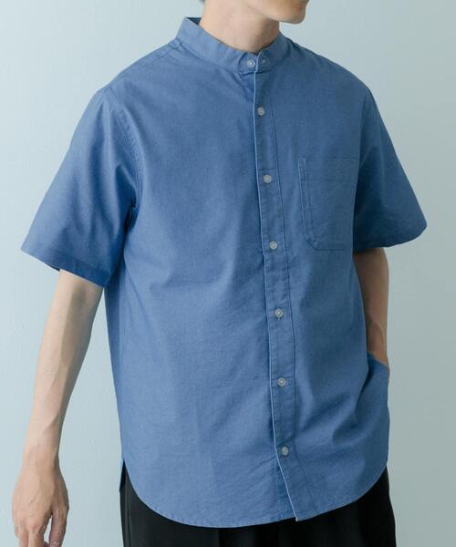 ITEMS URBANRESEARCH（アイテムズ アーバンリサーチ）の「TCインディゴ バンドカラー半袖シャツ（シャツ/ブラウス・メンズ・ライトブルー/ブルー/ネイビー・MEDIUM/LARGE）」の2枚目の写真