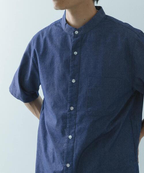 ITEMS URBANRESEARCH（アイテムズ アーバンリサーチ）の「TCインディゴ バンドカラー半袖シャツ（シャツ/ブラウス・メンズ・ライトブルー/ブルー/ネイビー・MEDIUM/LARGE）」の5枚目の写真