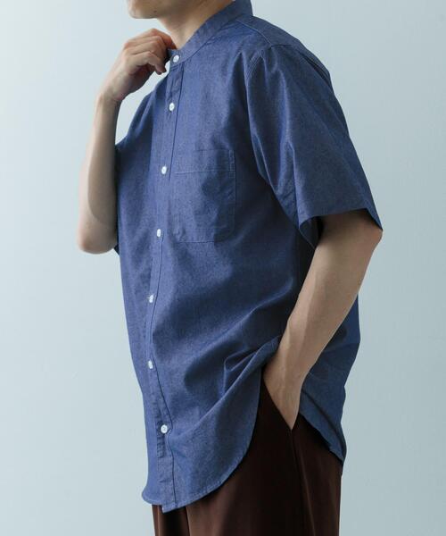 ITEMS URBANRESEARCH（アイテムズ アーバンリサーチ）の「TCインディゴ バンドカラー半袖シャツ（シャツ/ブラウス・メンズ・ライトブルー/ブルー/ネイビー・MEDIUM/LARGE）」の6枚目の写真