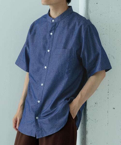 ITEMS URBANRESEARCH（アイテムズ アーバンリサーチ）の「TCインディゴ バンドカラー半袖シャツ（シャツ/ブラウス・メンズ・ライトブルー/ブルー/ネイビー・MEDIUM/LARGE）」の7枚目の写真