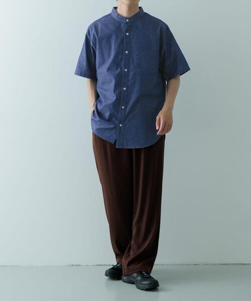 ITEMS URBANRESEARCH（アイテムズ アーバンリサーチ）の「TCインディゴ バンドカラー半袖シャツ（シャツ/ブラウス・メンズ・ライトブルー/ブルー/ネイビー・MEDIUM/LARGE）」の8枚目の写真