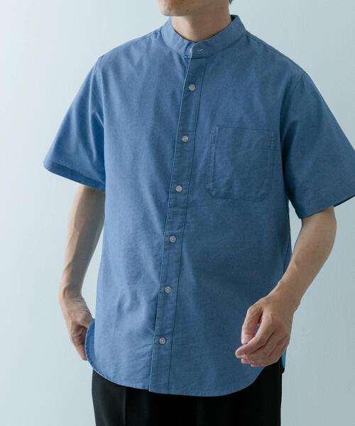 ITEMS URBANRESEARCH（アイテムズ アーバンリサーチ）の「TCインディゴ バンドカラー半袖シャツ（シャツ/ブラウス・メンズ・ライトブルー/ブルー/ネイビー・MEDIUM/LARGE）」の12枚目の写真