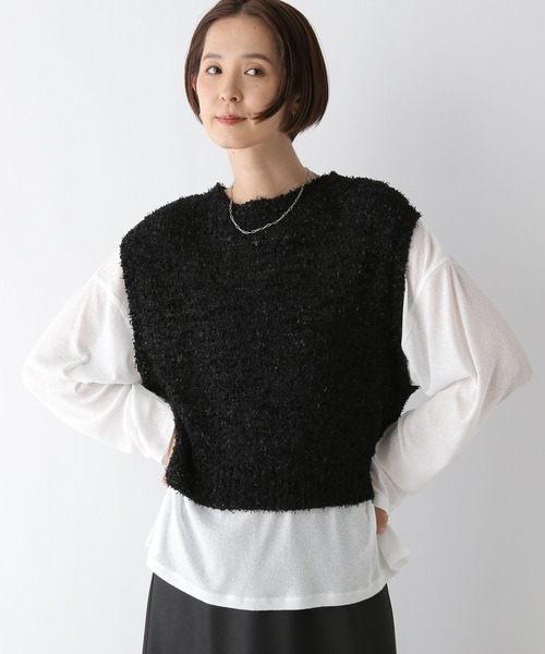 LEPSIM（レプシィム）の「5ゲージフラッグヤーンベスト　143376（ベスト・レディース・ブラック/アイボリー・FREE）」の2枚目の写真