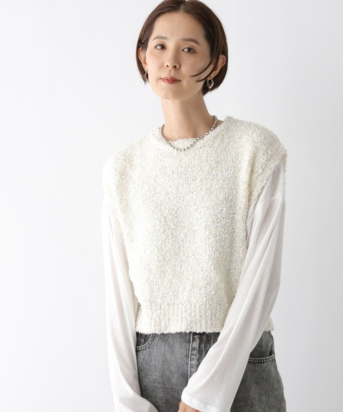 LEPSIM（レプシィム）の「5ゲージフラッグヤーンベスト　143376（ベスト・レディース・ブラック/アイボリー・FREE）」の4枚目の写真