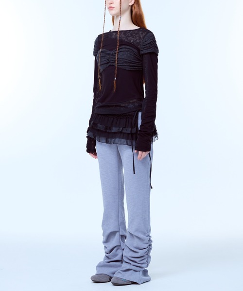 LUVISTRUE(ラヴイズトゥルー)の「PA FRILL WARP SKIRT(スカート・レディース・ブラック/ホワイト・FREE)」の4枚目の写真
