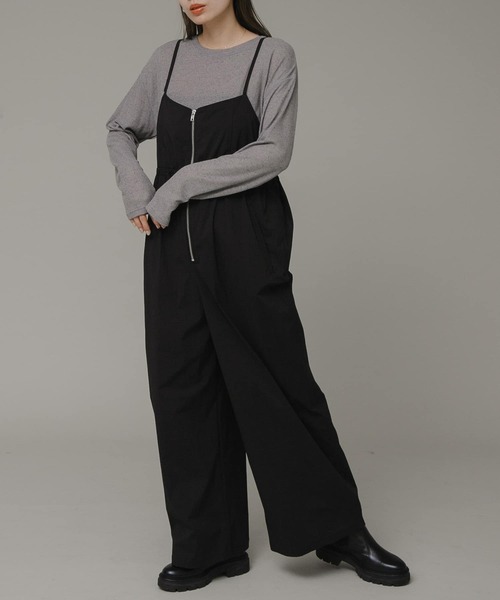 URBAN RESEARCH Sonny Label（アーバンリサーチサニーレーベル）の「フロントジップキャミサロペット（サロペット/オーバーオール・レディース・ブラック/ベージュ・FREE）」の7枚目の写真