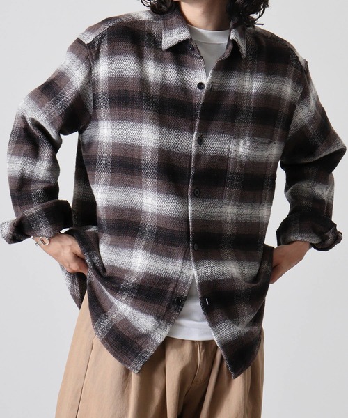 FUNALIVE(ファンアライブ)の「Heavy twill check shirt / ヘビーツイル チェックシャツ(シャツ/ブラウス・メンズ・ブラック/チャコール/ブラウン・L/M/XL)」の2枚目の写真