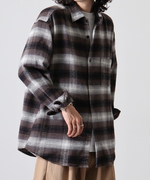 FUNALIVE(ファンアライブ)の「Heavy twill check shirt / ヘビーツイル チェックシャツ(シャツ/ブラウス・メンズ・ブラック/チャコール/ブラウン・L/M/XL)」の4枚目の写真