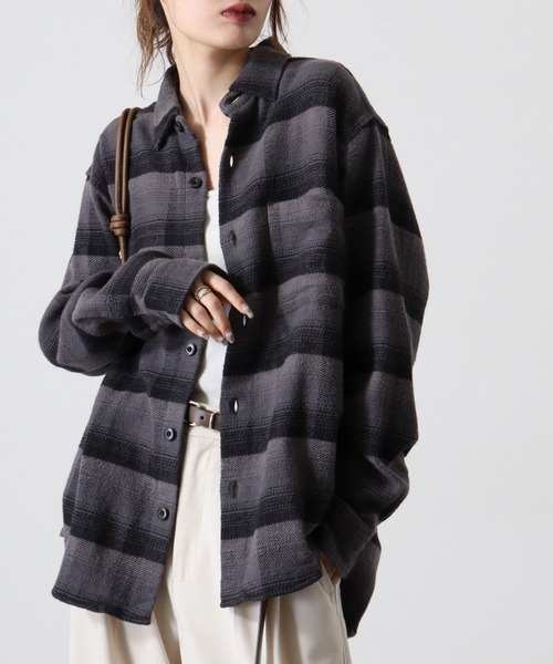 FUNALIVE(ファンアライブ)の「Heavy twill check shirt / ヘビーツイル チェックシャツ(シャツ/ブラウス・メンズ・ブラック/チャコール/ブラウン・L/M/XL)」の7枚目の写真