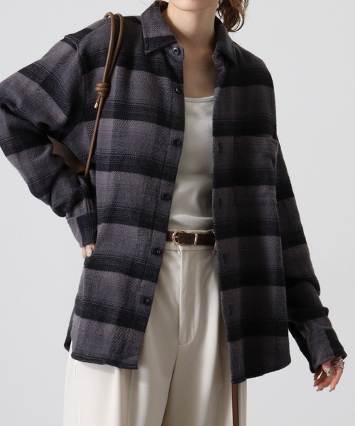 FUNALIVE(ファンアライブ)の「Heavy twill check shirt / ヘビーツイル チェックシャツ(シャツ/ブラウス・メンズ・ブラック/チャコール/ブラウン・L/M/XL)」の8枚目の写真