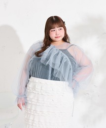 【大きいサイズ】マルチウェイチュールブラウスセット
