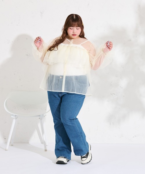 Louiosy(ルオシー)の「【大きいサイズ】マルチウェイチュールブラウスセット(シャツ/ブラウス・レディース・ピンク/アイボリー/ブルー・4L/3L)」の9枚目の写真
