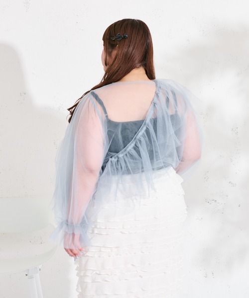 Louiosy(ルオシー)の「【大きいサイズ】マルチウェイチュールブラウスセット(シャツ/ブラウス・レディース・ピンク/アイボリー/ブルー・4L/3L)」の14枚目の写真