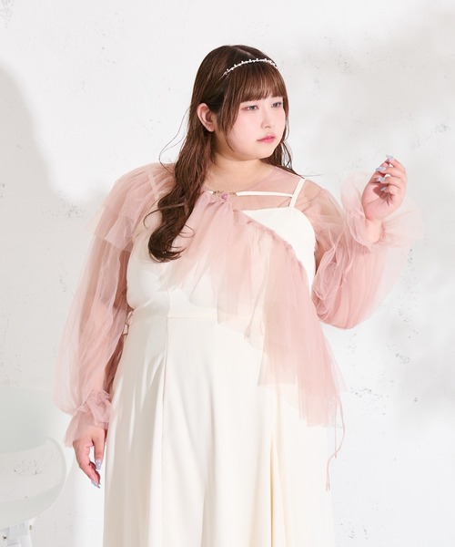 Louiosy(ルオシー)の「【大きいサイズ】マルチウェイチュールブラウスセット(シャツ/ブラウス・レディース・ピンク/アイボリー/ブルー・4L/3L)」の17枚目の写真