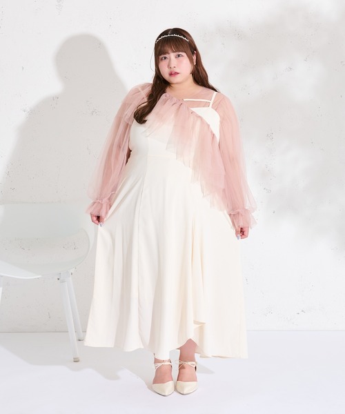 Louiosy(ルオシー)の「【大きいサイズ】マルチウェイチュールブラウスセット(シャツ/ブラウス・レディース・ピンク/アイボリー/ブルー・4L/3L)」の19枚目の写真