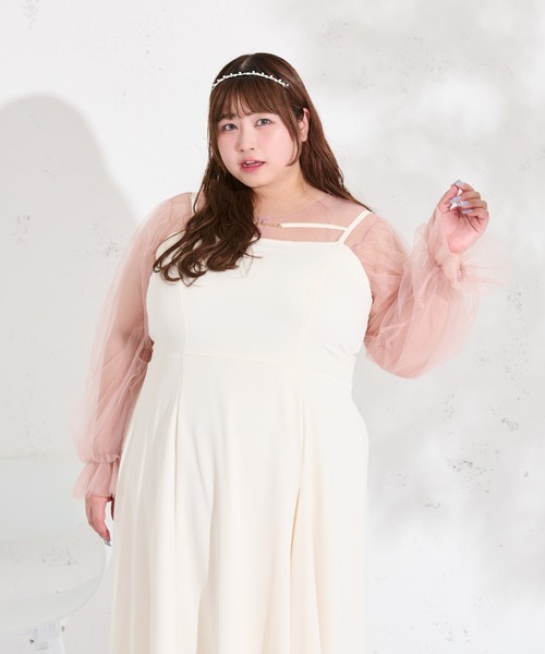 Louiosy(ルオシー)の「【大きいサイズ】マルチウェイチュールブラウスセット(シャツ/ブラウス・レディース・ピンク/アイボリー/ブルー・4L/3L)」の21枚目の写真