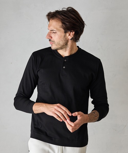 RATTLE TRAP(ラトルトラップ)の「シルケットポンチヘンリーネックロンT(Tシャツ/カットソー・メンズ・ダークグレー/ホワイト/ブラック・M/L/LL/S)」の3枚目の写真