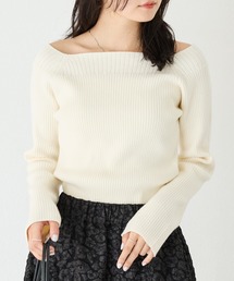 【静電気防止/洗える】2WAYスクエアリブニット