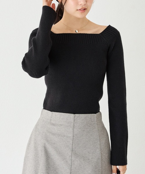 LAVEANGE(ラビアンジェ)の「【静電気防止/洗える】2WAYスクエアリブニット(ニット/セーター・レディース・ブラック/オフホワイト/ラベンダー・M/LL/3L/4L)」の20枚目の写真