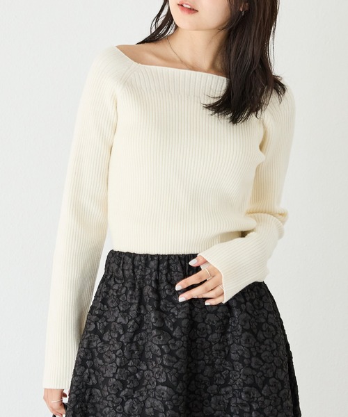 LAVEANGE(ラビアンジェ)の「【静電気防止/洗える】2WAYスクエアリブニット(ニット/セーター・レディース・ブラック/オフホワイト/ラベンダー・M/LL/3L/4L)」の11枚目の写真