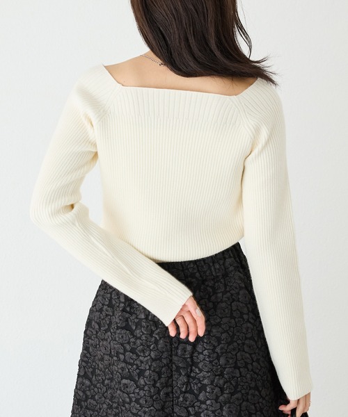 LAVEANGE(ラビアンジェ)の「【静電気防止/洗える】2WAYスクエアリブニット(ニット/セーター・レディース・ブラック/オフホワイト/ラベンダー・M/LL/3L/4L)」の14枚目の写真