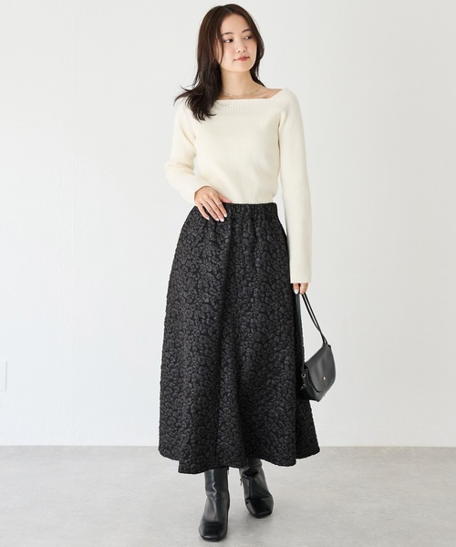 LAVEANGE(ラビアンジェ)の「【静電気防止/洗える】2WAYスクエアリブニット(ニット/セーター・レディース・ブラック/オフホワイト/ラベンダー・M/LL/3L/4L)」の15枚目の写真