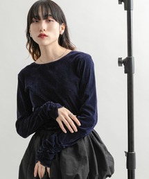 KBF | シアーベロアシャーリングスリーブトップス(Tシャツ/カットソー)