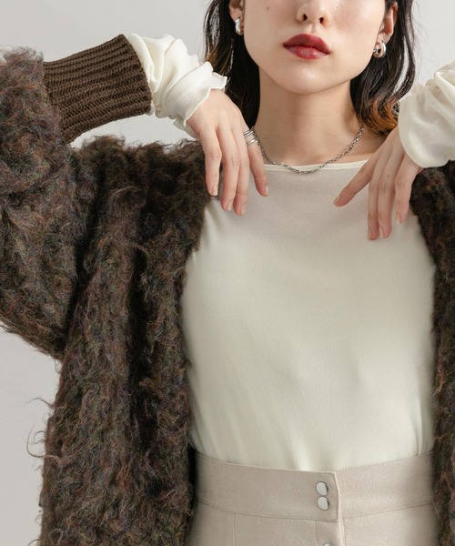 KBF（ケイビーエフ）の「シアーベロアシャーリングスリーブトップス（T