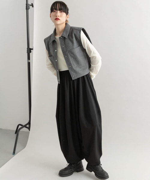 KBF（ケイビーエフ）の「シアーベロアシャーリングスリーブトップス（Tシャツ/カットソー・レディース・ネイビー/カーキ/アイボリー・ONE）」の11枚目の写真