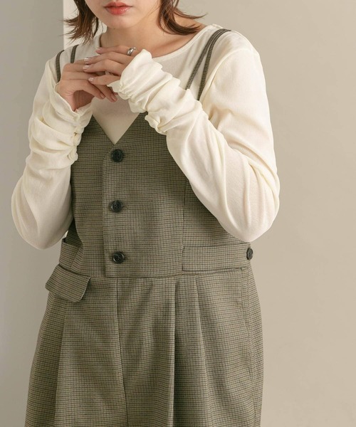 KBF（ケイビーエフ）の「シアーベロアシャーリングスリーブトップス（Tシャツ/カットソー・レディース・ネイビー/カーキ/アイボリー・ONE）」の9枚目の写真