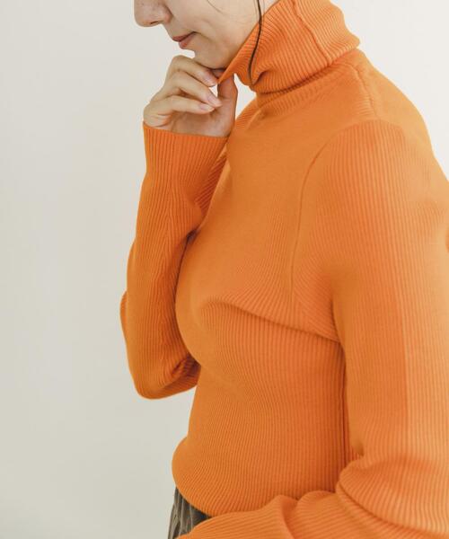 ITEMS URBANRESEARCH（アイテムズ アーバンリサーチ）の「タートルネックリブニット（ニット/セーター・レディース・オフホワイト/ブルー/ブラック/グリーン系その他/オレンジ・FREE）」の5枚目の写真