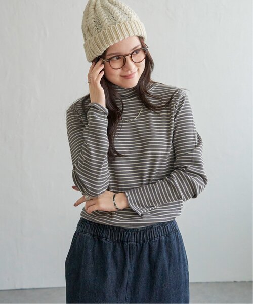 LBC(エルビーシー)の「【雑誌InRed12月号掲載】ミニワッフルタートルロンT(Tシャツ/カットソー・レディース・グレー/オフホワイト/ブラック・M/L)」の3枚目の写真