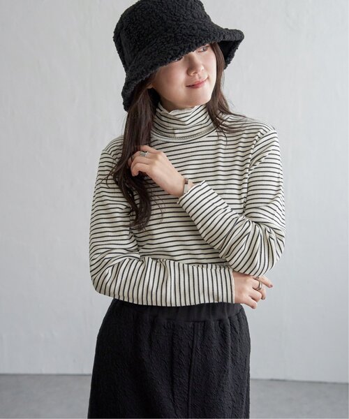 LBC(エルビーシー)の「【雑誌InRed12月号掲載】ミニワッフルタートルロンT(Tシャツ/カットソー・レディース・グレー/オフホワイト/ブラック・M/L)」の4枚目の写真