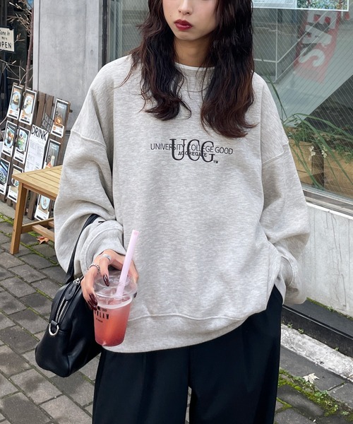 Chillfar(チルファー)の「刺繍カラフルロゴスウェット(スウェット・レディース・ピンク/アイボリー系1/ボルドー/グリーン/ブルー系/ベージュ/ネイビー/オートミール/ベージュ系/レッド/グレー系/ネイビー系/ブルー/杢グレー/アイボリー系・FREE)」の4枚目の写真