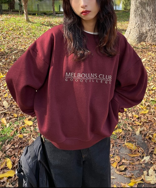 Chillfar(チルファー)の「刺繍カラフルロゴスウェット(スウェット・レディース・ピンク/アイボリー系1/ボルドー/グリーン/ブルー系/ベージュ/ネイビー/オートミール/ベージュ系/レッド/グレー系/ネイビー系/ブルー/杢グレー/アイボリー系・FREE)」の15枚目の写真