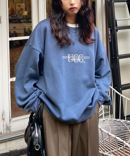 Chillfar(チルファー)の「刺繍カラフルロゴスウェット(スウェット・レディース・ピンク/アイボリー系1/ボルドー/グリーン/ブルー系/ベージュ/ネイビー/オートミール/ベージュ系/レッド/グレー系/ネイビー系/ブルー/杢グレー/アイボリー系・FREE)」の16枚目の写真