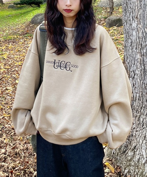 Chillfar(チルファー)の「刺繍カラフルロゴスウェット(スウェット・レディース・ピンク/アイボリー系1/ボルドー/グリーン/ブルー系/ベージュ/ネイビー/オートミール/ベージュ系/レッド/グレー系/ネイビー系/ブルー/杢グレー/アイボリー系・FREE)」の22枚目の写真