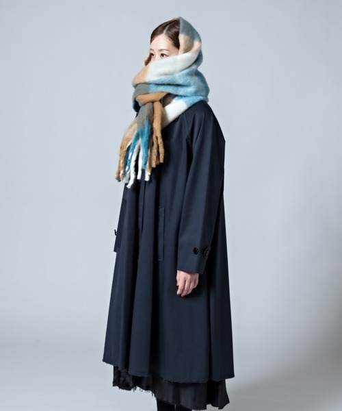 CALIFORNIA OUTFITTERS（カリフォルニア アウトフィッターズ）の「2-10C5 【無地&チェック】太フリンジ マフラーショール ボリュームストール マフラー（マフラー・レディース・ダークグリーン/スカイブルー/ライム/スモークピンク/ブルー系・ONESIZE）」の16枚目の写真