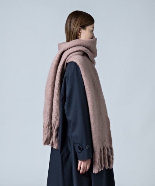 CALIFORNIA OUTFITTERS（カリフォルニア アウトフィッターズ）の「2-10C5 【無地&チェック】太フリンジ マフラーショール ボリュームストール マフラー（マフラー・レディース・ダークグリーン/スカイブルー/ライム/スモークピンク/ブルー系・ONESIZE）」の20枚目の写真