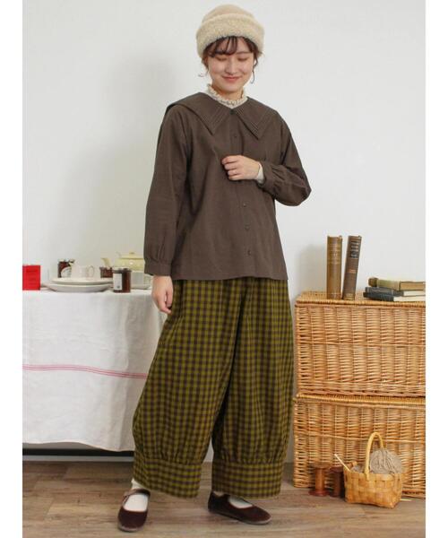 Samansa Mos2（サマンサ モスモス）の「ピンタックビック襟ブラウス（シャツ/ブラウス・レディース・チャコールグレー/ブラウン/オフホワイト・F）」の9枚目の写真