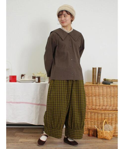 Samansa Mos2（サマンサ モスモス）の「ピンタックビック襟ブラウス（シャツ/ブラウス・レディース・チャコールグレー/ブラウン/オフホワイト・F）」の10枚目の写真