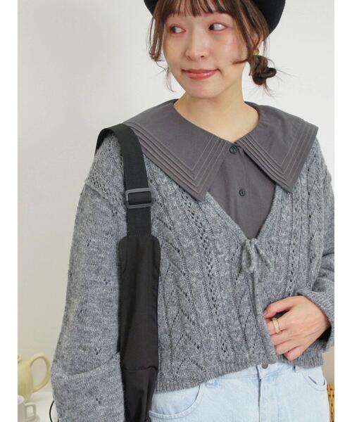 Samansa Mos2（サマンサ モスモス）の「ピンタックビック襟ブラウス（シャツ/ブラウス・レディース・チャコールグレー/ブラウン/オフホワイト・F）」の18枚目の写真