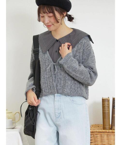 Samansa Mos2（サマンサ モスモス）の「ピンタックビック襟ブラウス（シャツ/ブラウス・レディース・チャコールグレー/ブラウン/オフホワイト・F）」の20枚目の写真