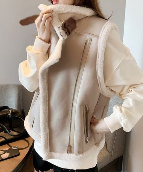 Doula Doula（ドゥーラドゥーラ）の「ボアフリースベスト（ベスト・レディース・オフホワイト/ブラック/ブラウン・FREE）」の5枚目の写真