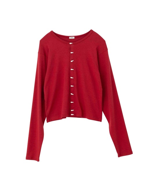 SEA（シー）の「ベアフライス サーディンボタンカーディガン（カーディガン/ボレロ・レディース・チャコールグレー/ブラック/ホワイト/レッド・ONE SIZE）」の19枚目の写真